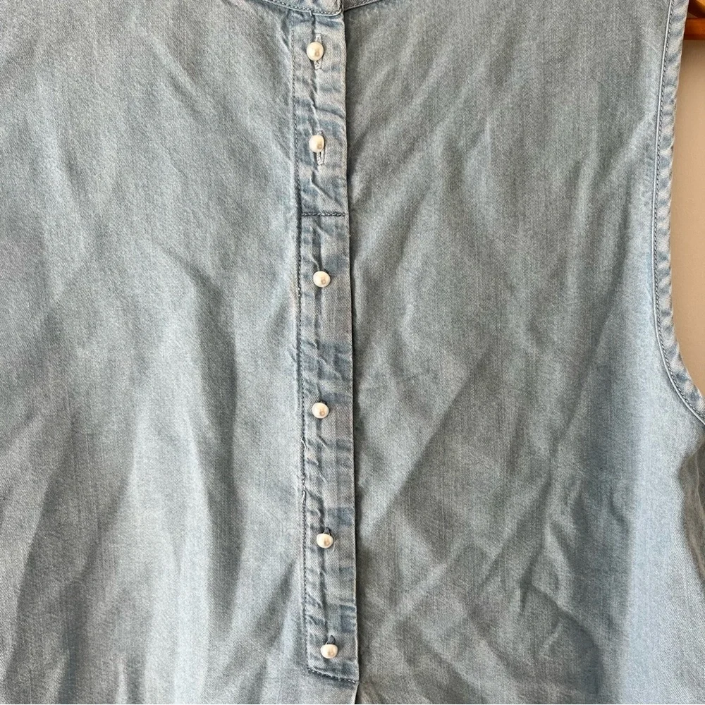 Forever New Blue Denim-like & Lace Top Size 12 - Picture 6 of 7